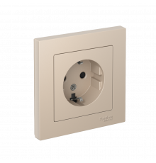 РОЗЕТКА с заземлением со шторками, 16А, в сборе Systeme Electric AtlasDesign, Песочный
