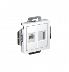 РОЗЕТКА двойная HDMI+RJ45, кат. 5е, механизм Systeme Electric AtlasDesign, Белый
