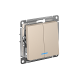 2-клавишный ВЫКЛЮЧАТЕЛЬ с подсветкой, сх.5а, 10АХ, механизм Systeme Electric AtlasDesign, Песочный