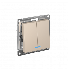 2-клавишный ВЫКЛЮЧАТЕЛЬ с подсветкой, сх.5а, 10АХ, механизм Systeme Electric AtlasDesign, Песочный