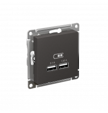 USB РОЗЕТКА A+A, 5В/2,1А, 2х5В/1,05А, механизм Systeme Electric AtlasDesign, Базальт