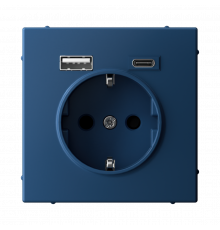 РОЗЕТКА 16А с 2 USB A+C, 5В/2,4А/3,0А, 2х5В/1,5А, механизм Systeme Electric ArtGallery, Аквамарин