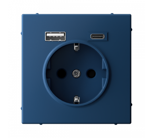 РОЗЕТКА 16А с 2 USB A+C, 5В/2,4А/3,0А, 2х5В/1,5А, механизм Systeme Electric ArtGallery, Аквамарин