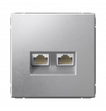 РОЗЕТКА двойная компьютерная RJ45+RJ45, кат.6А, механизм Systeme Electric ArtGallery, Алюминий