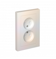 РОЗЕТКА двойная без заземления со шторками, 16А, в сборе Systeme Electric AtlasDesign, Жемчуг