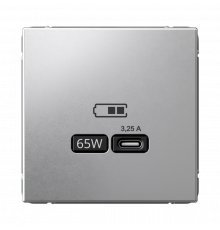 USB РОЗЕТКА тип-С 65Вт высокоскор.заряд. QC, PD, механизм Systeme Electric ArtGallery, Алюминий