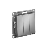 3-клавишный ВЫКЛЮЧАТЕЛЬ, сх.1+1+1, 10АХ, механизм Systeme Electric AtlasDesign, Сталь