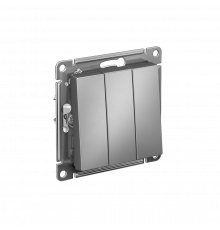 3-клавишный ВЫКЛЮЧАТЕЛЬ, сх.1+1+1, 10АХ, механизм Systeme Electric AtlasDesign, Сталь