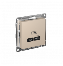 USB РОЗЕТКА тип-С 65Вт высокоскор.заряд. QC, PD, механизм Systeme Electric AtlasDesign, Песочный