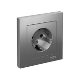 РОЗЕТКА с заземлением со шторками, 16А, в сборе Systeme Electric AtlasDesign, Сталь