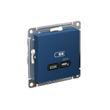 USB РОЗЕТКА тип-C 65Вт высокоскор.заряд. QC, PD, механизм Systeme Electric AtlasDesign, Аквамарин
