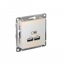 USB РОЗЕТКА A+A, 5В/2,1А, 2х5В/1,05А, механизм Systeme Electric AtlasDesign, Жемчуг