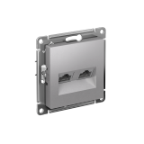 РОЗЕТКА двойная компьютерная RJ45+RJ45 кат. 5e, механизм Systeme Electric AtlasDesign, Алюминий