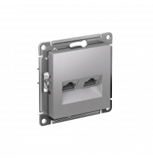 РОЗЕТКА двойная компьютерная RJ45+RJ45 кат. 5e, механизм Systeme Electric AtlasDesign, Алюминий