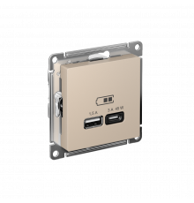 USB РОЗЕТКА A + тип-C 45Вт высокоскор.заряд. QC, PD, механизм Systeme Electric AtlasDesign, Песочный