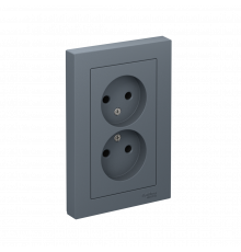 РОЗЕТКА двойная без заземления, 16А, в сборе Systeme Electric AtlasDesign, Грифель