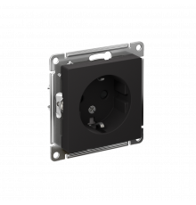 РОЗЕТКА с заземлением со шторками, 16А, механизм Systeme Electric AtlasDesign, Карбон