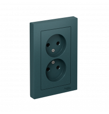 РОЗЕТКА двойная без заземления, 16А, в сборе Systeme Electric AtlasDesign, Изумруд