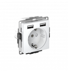 РОЗЕТКА 16А c 2 USB A+A, 5В/2,4А, 2х5В/1,2А, механизм Systeme Electric AtlasDesign, Белый