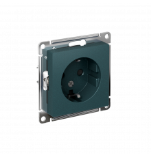 РОЗЕТКА с заземлением со шторками, 16А, механизм Systeme Electric AtlasDesign, Изумруд
