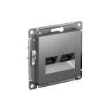 РОЗЕТКА двойная компьютерная RJ45+RJ45 кат. 6А, механизм, Systeme Electric AtlasDesign, Сталь