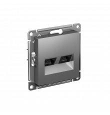 РОЗЕТКА двойная компьютерная RJ45+RJ45 кат. 5e, механизм Systeme Electric AtlasDesign, Сталь