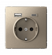 РОЗЕТКА 16А с 2 USB A+C, 5В/2,4А/3,0А, 2х5В/1,5А, механизм Systeme Electric ArtGallery, Шампань