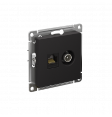 РОЗЕТКА двойная ТВ + компьютерная RJ45 кат. 5e, механизм Systeme Electric AtlasDesign, Карбон