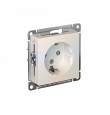 РОЗЕТКА с заземлением без шторок, 16А, механизм Systeme Electric AtlasDesign, Жемчуг