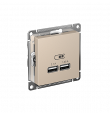USB РОЗЕТКА A+A, 5В/2,1А, 2х5В/1,05А, механизм Systeme Electric AtlasDesign, Песочный