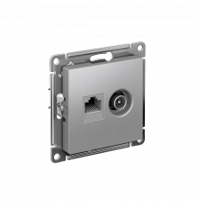 РОЗЕТКА двойная ТВ + компьютерная RJ45 кат. 5e, механизм Systeme Electric AtlasDesign, Алюминий