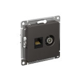 РОЗЕТКА двойная ТВ + компьютерная RJ45 кат. 5e, механизм Systeme Electric AtlasDesign, Базальт