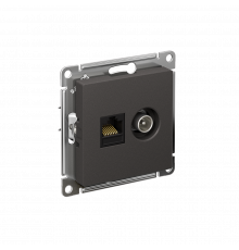 РОЗЕТКА двойная ТВ + компьютерная RJ45 кат. 5e, механизм Systeme Electric AtlasDesign, Базальт