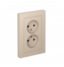 РОЗЕТКА двойная без заземления со шторками, 16А, в сборе Systeme Electric AtlasDesign, Песочный