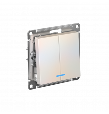 2-клавишный ВЫКЛЮЧАТЕЛЬ с подсветкой, сх.5а, 10АХ, механизм Systeme Electric AtlasDesign, Жемчуг