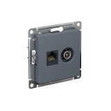 РОЗЕТКА двойная ТВ + компьютерная RJ45 кат. 5e, механизм Systeme Electric AtlasDesign, Грифель