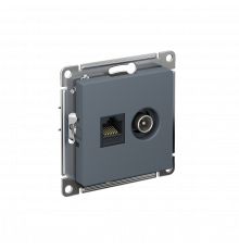 РОЗЕТКА двойная ТВ + компьютерная RJ45 кат. 5e, механизм Systeme Electric AtlasDesign, Грифель