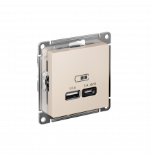 USB РОЗЕТКА A + тип-C 45Вт высокоскор.заряд. QC, PD, механизм Systeme Electric AtlasDesign, Бежевый