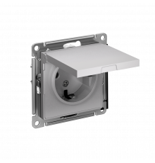 РОЗЕТКА с заземлением со шторками с крышкой, 16А, IP20, механизм Systeme Electric AtlasDesign, Алюминий