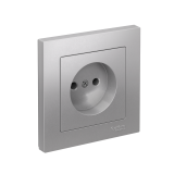 РОЗЕТКА без заземления без шторок, 16А, в сборе, быстрозажим. клем Systeme Electric AtlasDesign, Алюминий