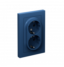 РОЗЕТКА двойная с заземлением без шторок, 16А, в сборе Systeme Electric AtlasDesign, Аквамарин