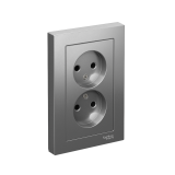 РОЗЕТКА двойная без заземления, 16А, в сборе Systeme Electric AtlasDesign, Сталь