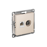 РОЗЕТКА двойная ТВ + компьютерная RJ45 кат. 5e, механизм Systeme Electric AtlasDesign, Бежевый