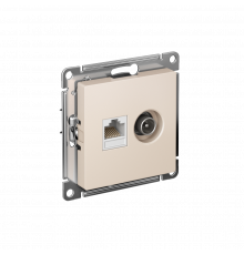 РОЗЕТКА двойная ТВ + компьютерная RJ45 кат. 5e, механизм Systeme Electric AtlasDesign, Бежевый