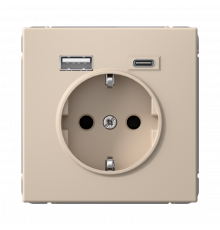 РОЗЕТКА 16А с 2 USB A+C, 5В/2,4А/3,0А, 2х5В/1,5А, механизм Systeme Electric ArtGallery, Песочный