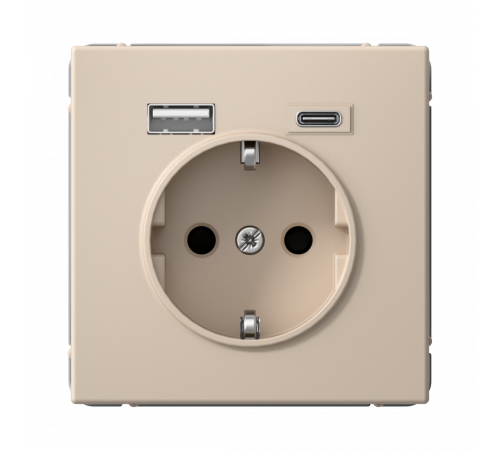 РОЗЕТКА 16А с 2 USB A+C, 5В/2,4А/3,0А, 2х5В/1,5А, механизм Systeme Electric ArtGallery, Песочный
