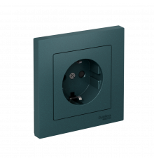 РОЗЕТКА с заземлением со шторками, 16А, в сборе, быстрозажим. клем Systeme Electric AtlasDesign, Изумруд