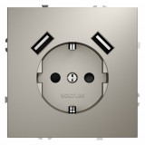 Электрическая розетка с зарядкой USB A+A, 3.2А S70, USB type-A 5V, Электр. с USB, двойная, цвет - кашемир