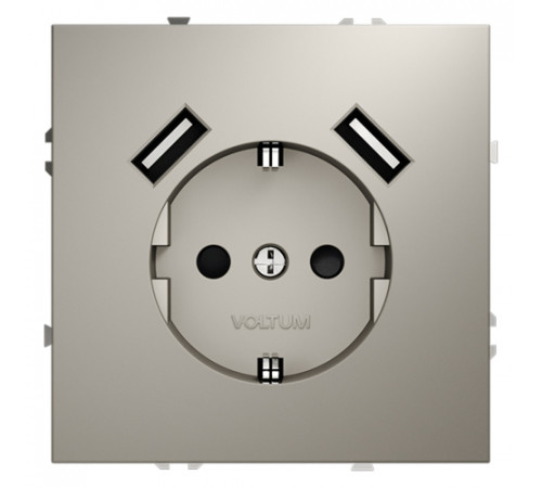 Электрическая розетка с зарядкой USB A+A, 3.2А S70, USB type-A 5V, Электр. с USB, двойная, цвет - кашемир