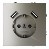 Электрическая розетка с зарядкой USB A+A, 3.2А S70, USB type-A 5V, цвет - шелк